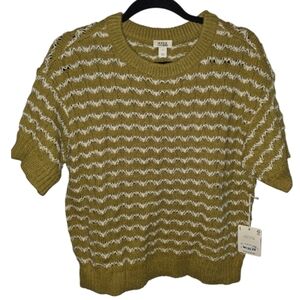 Mustard and White Knit Sweater